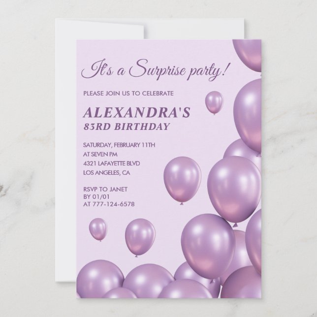 Invitation Cartons d'invitation surprise pour 83ème anniversa (Devant)