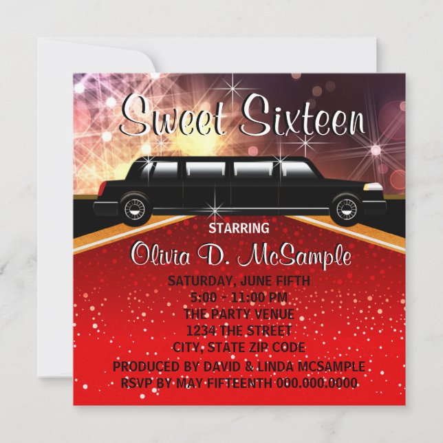 Invitation Cartons d'invitation Tapis Rouge Cinéma Star Glitz (Devant)