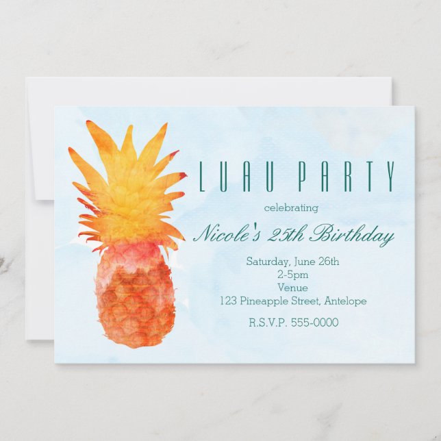 Invitation Cartons d'invitation tropicale aquarelle Ananas (Devant)