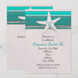 Invitation Cartons d'invitation turquoise et blanc en forme d