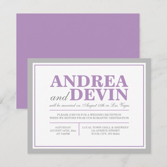 Invitation Cartons d'invitation uniquement pour réception de  (Devant / Derrière)