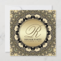 Cartons d'invitation vintage en dentelle dorée pou