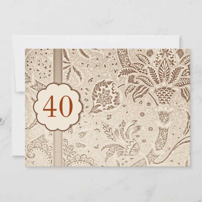 Invitation Cartons d'invitation vintage luxe pour 40 ans d'an (Devant)