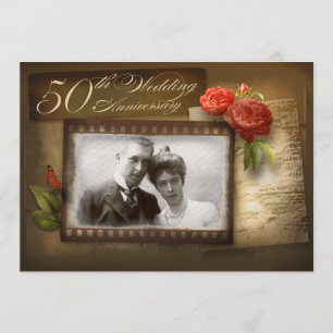 Invitation Cartons d'invitation vintage pour 50 ans de mariag