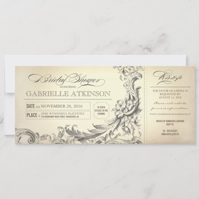Invitation Cartons d'invitation vintage pour enterrement de v (Devant)