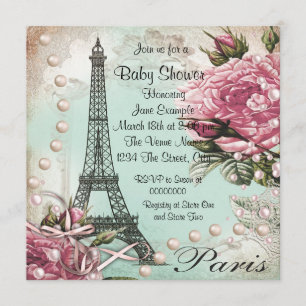 Invitation Cartons d'invitation vintage rose pour Baby Shower