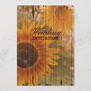 Invitation cartons rustiques pays mariage de tournesol