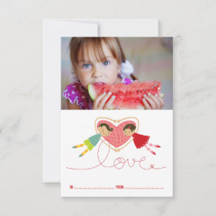 Invitation Cartoon Boy Hearts Girl Classroom Saint-Valentin