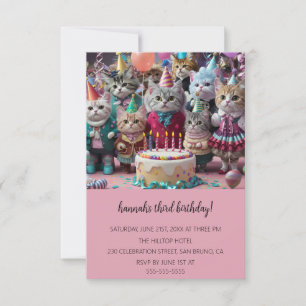 Invitation Cartoon Cats Purr-fect pour enfants fête d'anniver