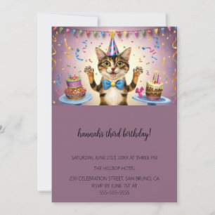 Invitation Cartoon Cats Purr-fect pour enfants fête d'anniver
