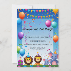 Invitation Cartoon Cats Purr-fect pour enfants fête d'anniver