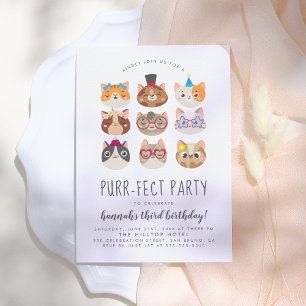 Invitation Cartoon Cats Purr-fect pour enfants fête d'anniver