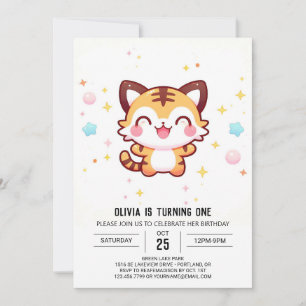 Invitation Cartoon Magique Tigre 1er anniversaire