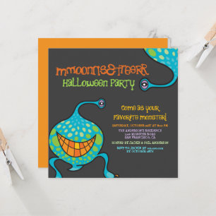 Invitation Cartoon Monster Green Alien Fête d'Halloween pour 