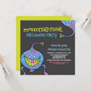Invitation Cartoon Monster Purple Alien Parti d'Halloween pou