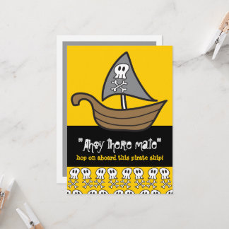 Invitation Cartoon Pirate Skulls & Bones Fête d'anniversaire