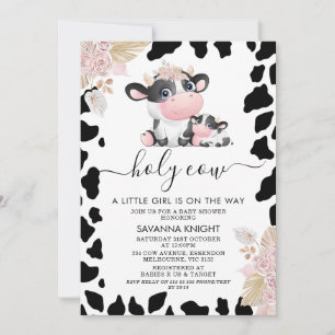 Invitation Cartoon rose floral Saint Vache Baby shower d'impr