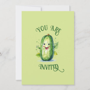 Invitation Cartoon vert mignon Picket Anniversaire