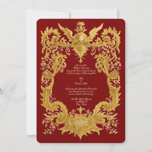 Invitation Cartouche de mariage Baroque Rococo couleur