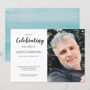 Invitation Cascade bleue Célébration de la vie avec photo