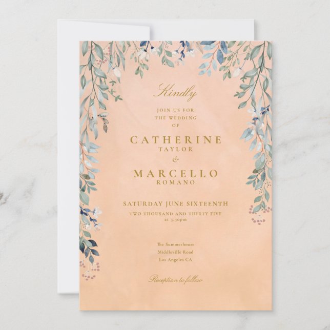 Invitation Cascade Floral de Verdure Mariage Rustique Toscan (Devant)