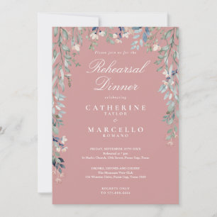 Invitation Cascade Floral Rose Poussiéreux Rose Repas de Répé