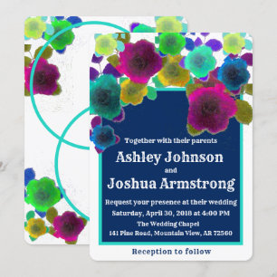 Invitation cascade florale simple mariage contemporain