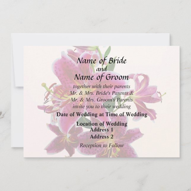 Invitation Cascade of Stargazer Lilies Wedding Products (Devant)