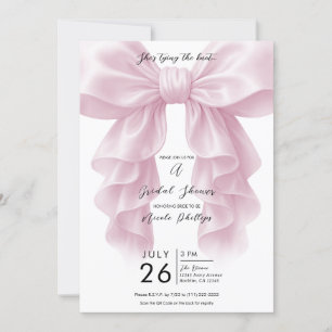 Invitation Cascade rose nœud à nouer en volants mariage