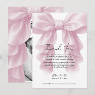 Invitation Cascade Rose Ruban Froncé Mariage Remerciements