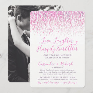 Invitation Cascade rose violet art un an sur la fête de maria