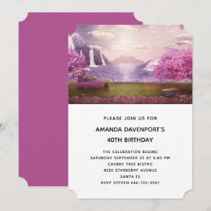Invitation Cascades & Cerisiers autour d'un Lac Anniversaire