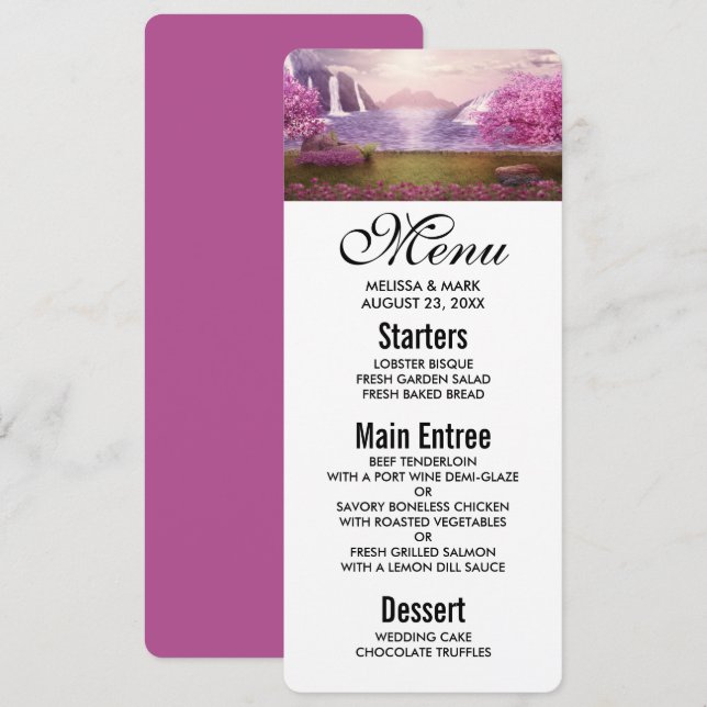 Invitation Cascades et cerisiers au bord d'un lac (Devant / Derrière)