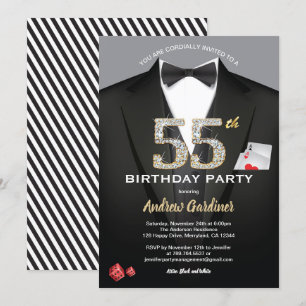 Invitation Casino 55e anniversaire. Noir et or