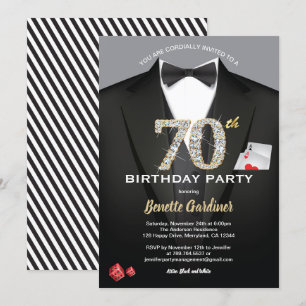 Invitation Casino 70e anniversaire. Noir et or
