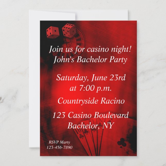 Invitation Casino Bachelor Party (Devant)