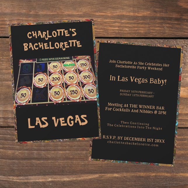 Invitation Casino Bachelorette Party à Las Vegas Black (Front And Back - Las Vegas Bachelorette Party Invitation)