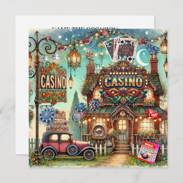 INVITATION CASINO. CARTES. BINGO (Devant / Derrière)