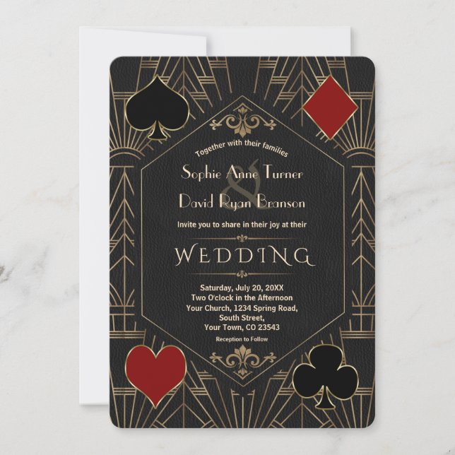 Invitation Casino Gold Black Gatsby 1920s Gambling Wedding (Devant)