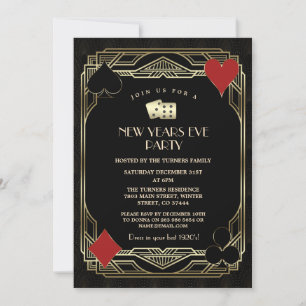 Invitation Casino Las Vegas Gold Great Gatsby Nouvel An