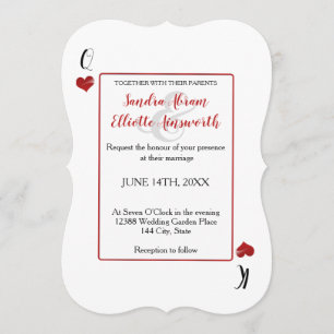 Invitation Casino Las Vegas Playing Cards Mariage Red Hearts