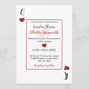 Invitation Casino Las Vegas Playing Cards Mariage Red Hearts