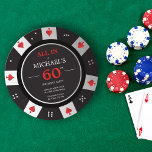 Invitation Casino Las Vegas Poker Chip 60e anniversaire<br><div class="desc">Célébrez votre 60e anniversaire en style avec notre invitation d'anniversaire adulte conçu pour ressembler à une puce de poker! Cette invitation est parfaite pour tous ceux qui aiment les casinos, les jeux d'argent, ou tout ce qui a un thème Vegas. L'avant de l'invitation présente une impression couleur haute qualité d'une...</div>