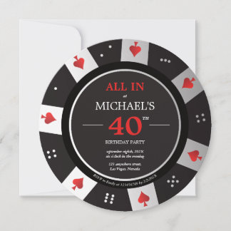 Invitation Casino Las Vegas Poker Chip Photo Anniversaire