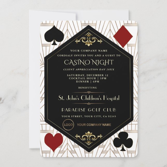 Invitation Casino Night Company Client Appreciation Charity (Devant)