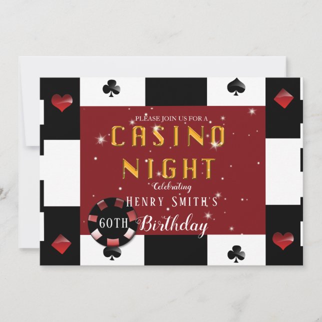 Invitation Casino Night Las Vegas Anniversaire (Devant)