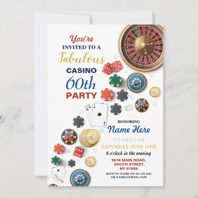Invitation Casino Night Las Vegas Birthday Cards Party (Devant)