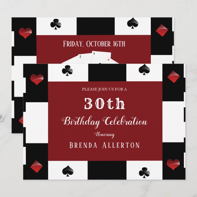 Invitation Casino Night Las Vegas Birthday Party (Devant / Derrière)