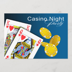 Invitation Casino Night Las Vegas Poker Party - bleu
