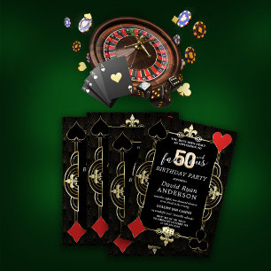 Invitation Casino Night Poker 50 et Fabuleux fête d'anniversa